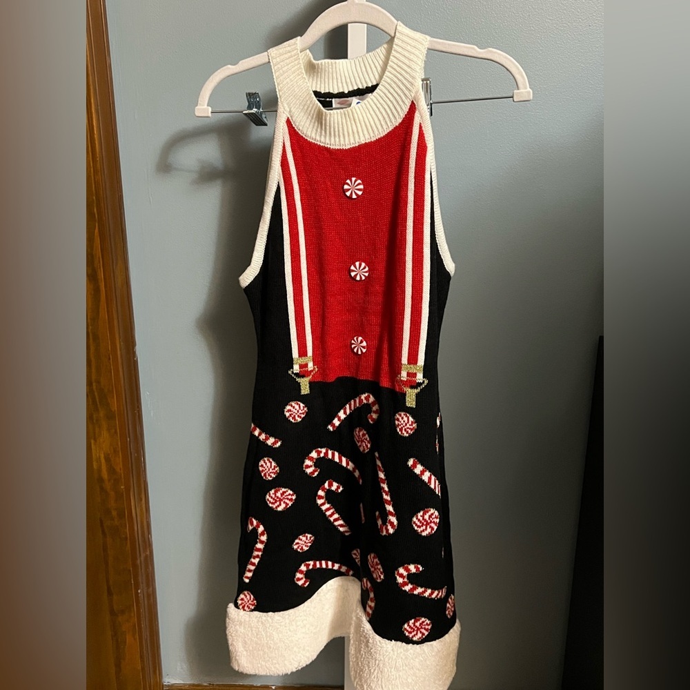 No Boundaries Red and Black Peppermint Candy Holiday Dress NWT Medium 7-9